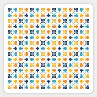 Blue and Orange Flower Pattern Magnet